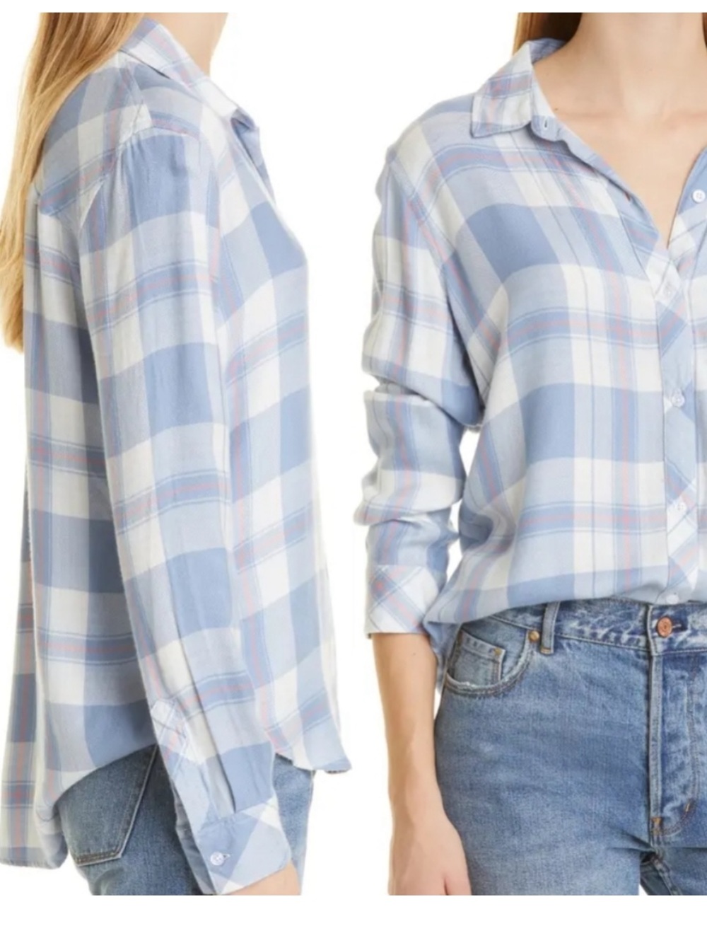 RAILS Hunter Plaid Shirt in Blue Lake Coral LARGE cozy - Picture 3 of 9